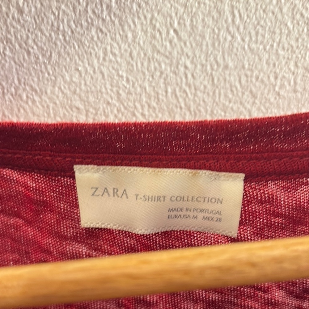 Zara Red Long Sleeve 100% Linen Top Medium - Picture 5 of 11